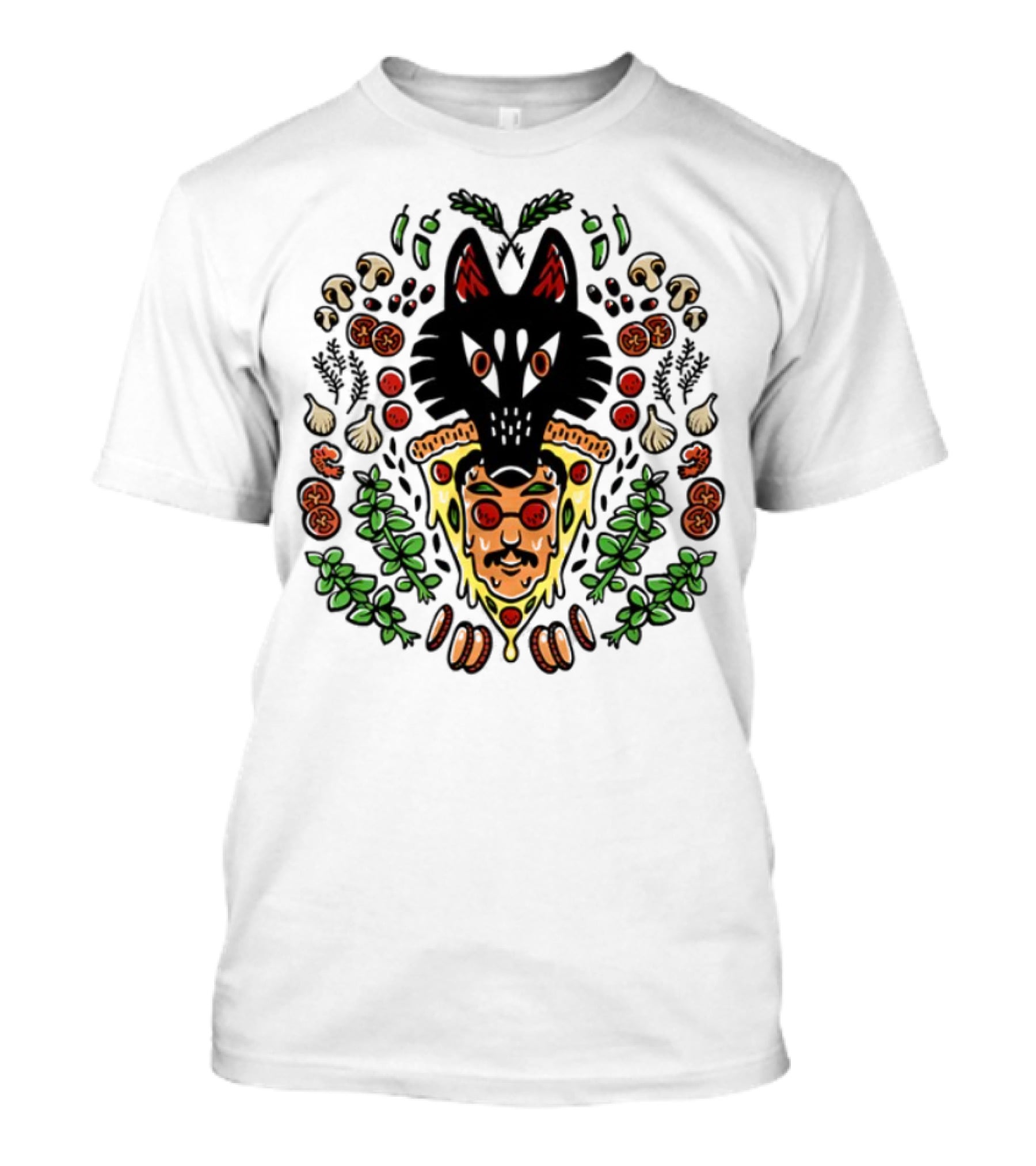 Wolf Pizza John Artistry Fusion With Toppings And Herbs T-Shirt
