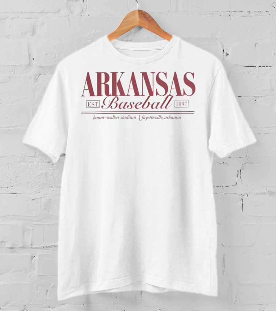 Arkansas Baseball 80’s Style Baum-Walker Stadium Fayetteville Est 1897 T-Shirt