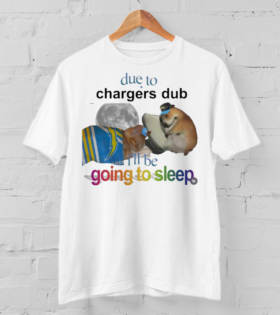 Chargers Dub Cats Sleeping Under Moon Going To Sleep T-Shirt