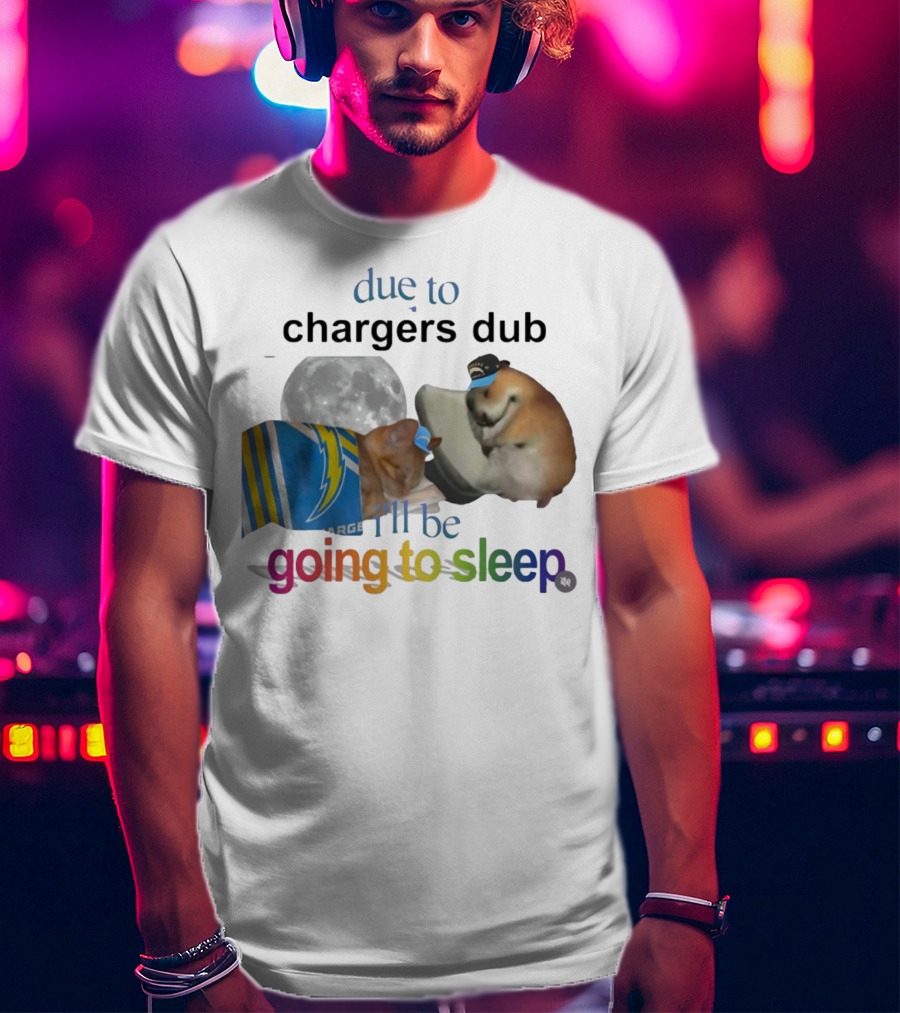 Chargers Dub Cats Sleeping Under Moon Going To Sleep T-Shirt