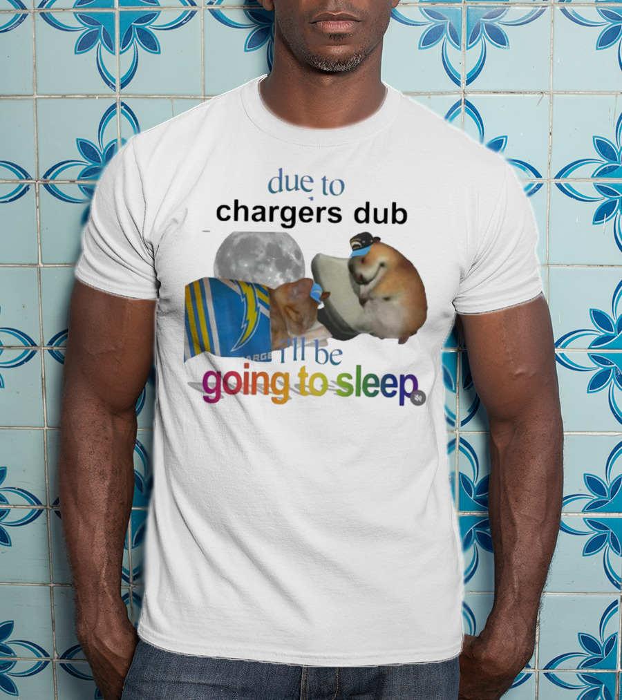 Chargers Dub Cats Sleeping Under Moon Going To Sleep T-Shirt