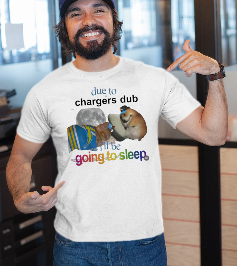 Chargers Dub Cats Sleeping Under Moon Going To Sleep T-Shirt