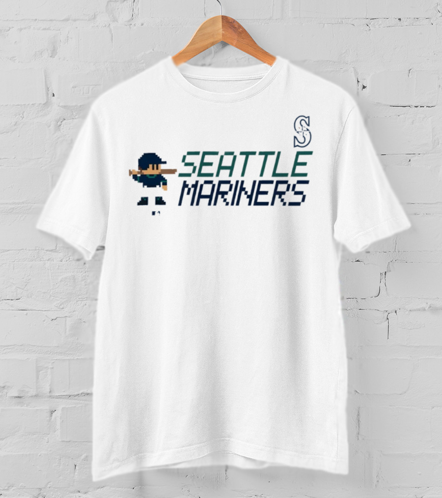 Seattle Mariners 8-Bit Baseball Pixel Art Player Retro Style T-Shirt