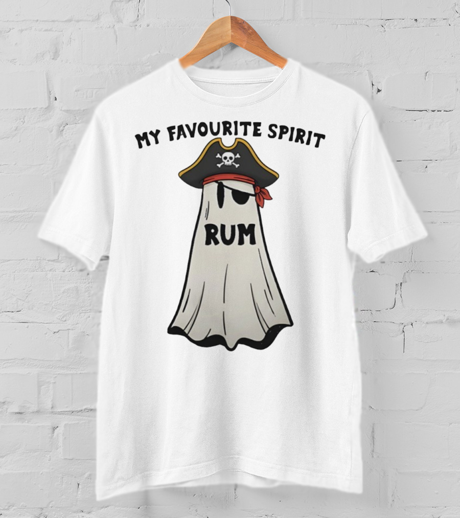 My Favourite Spirit Rum Pirate Ghost Funny Halloween Costume T-Shirt