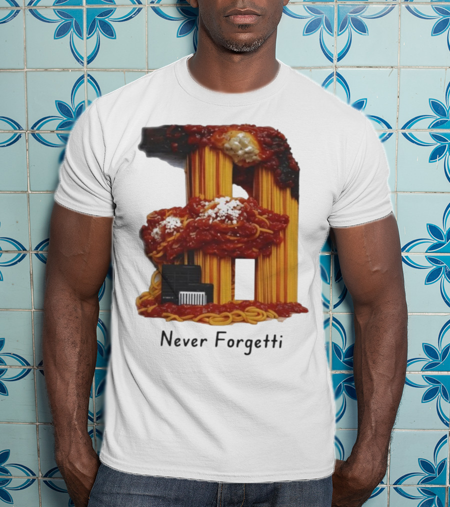 Never Forgetti Spaghetti 9/11 Memory Loss Awareness T-Shirt
