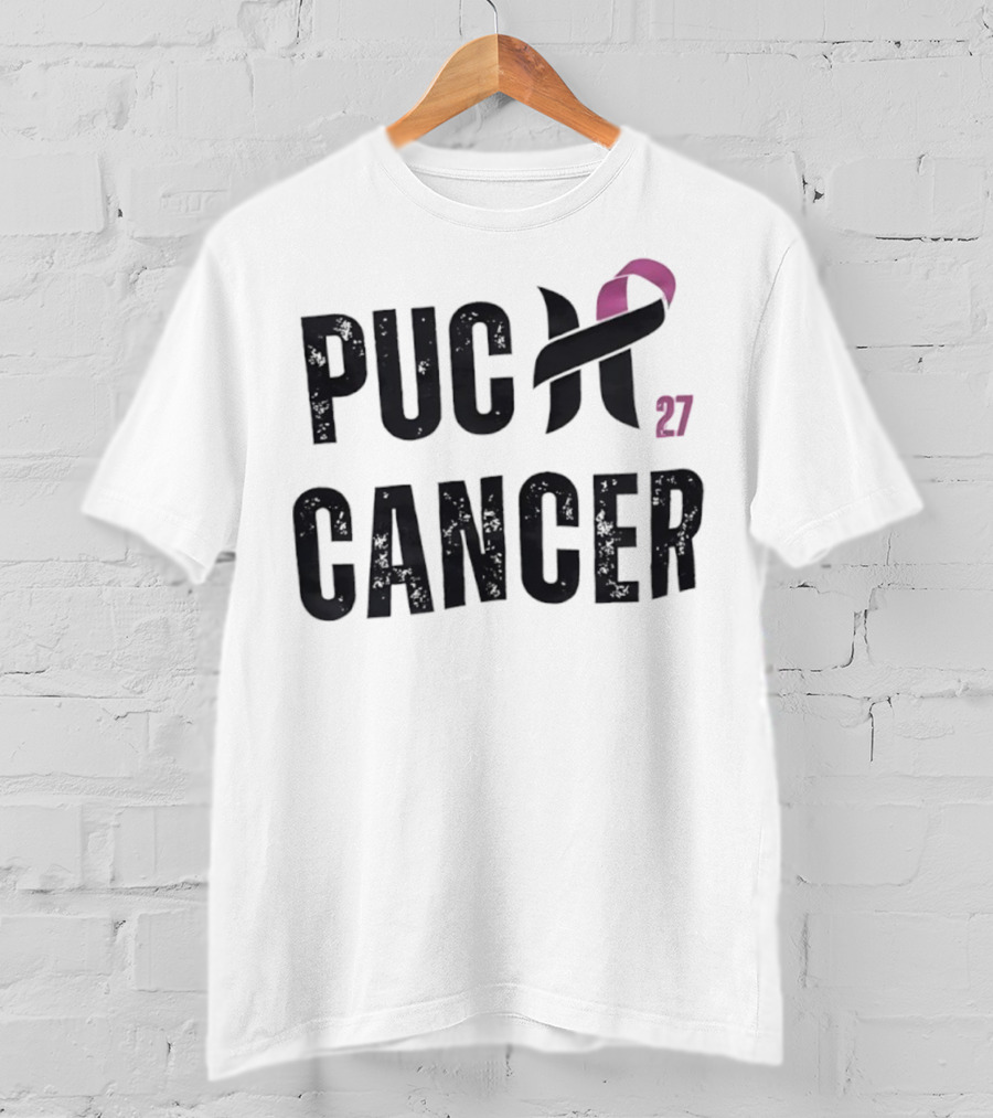 Puck Cancer 27 Hockey Ribbon Awareness T-Shirt