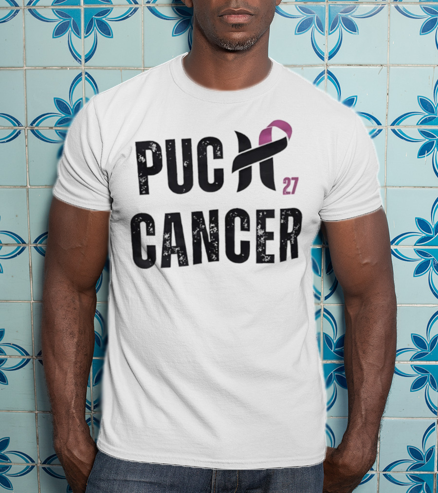 Puck Cancer 27 Hockey Ribbon Awareness T-Shirt
