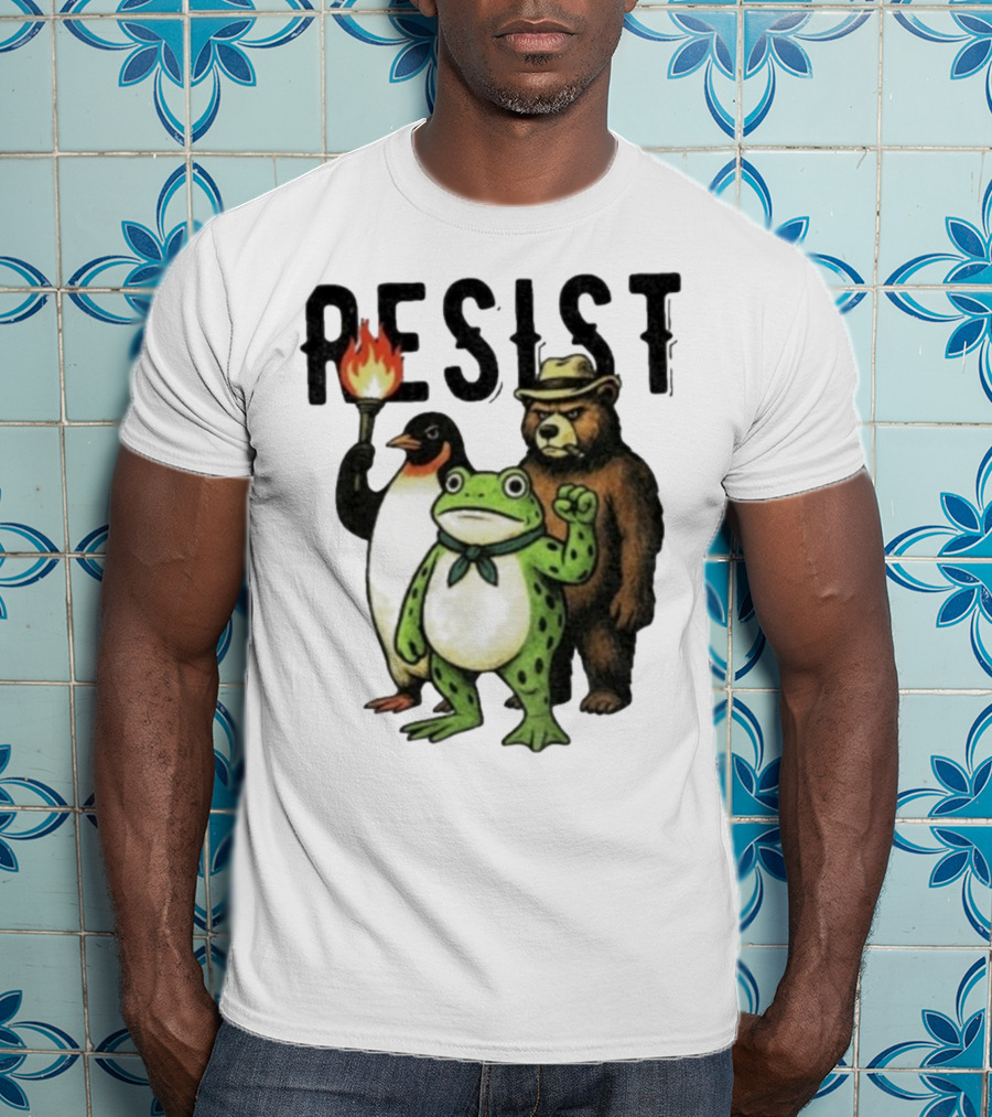 Resist Portland Frog Penguin Bear Abolish Ice T-Shirt