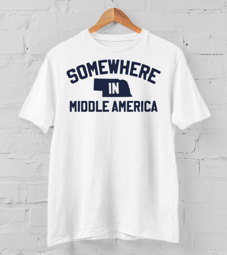 Somewhere In Middle America Nebraska Map Outline T-Shirt
