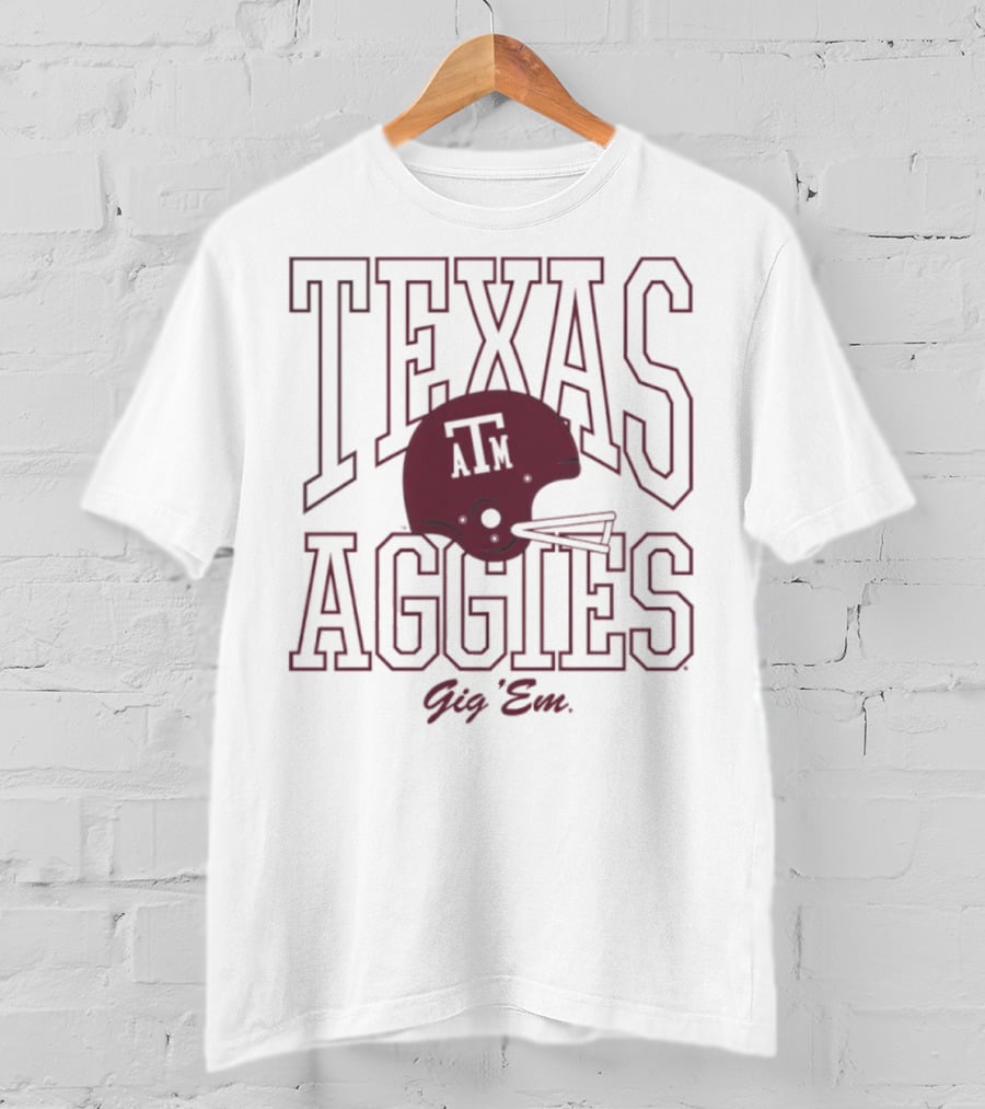 Texas A&M Aggies Gig 'Em 1975 Football Helmet A&M T-Shirt