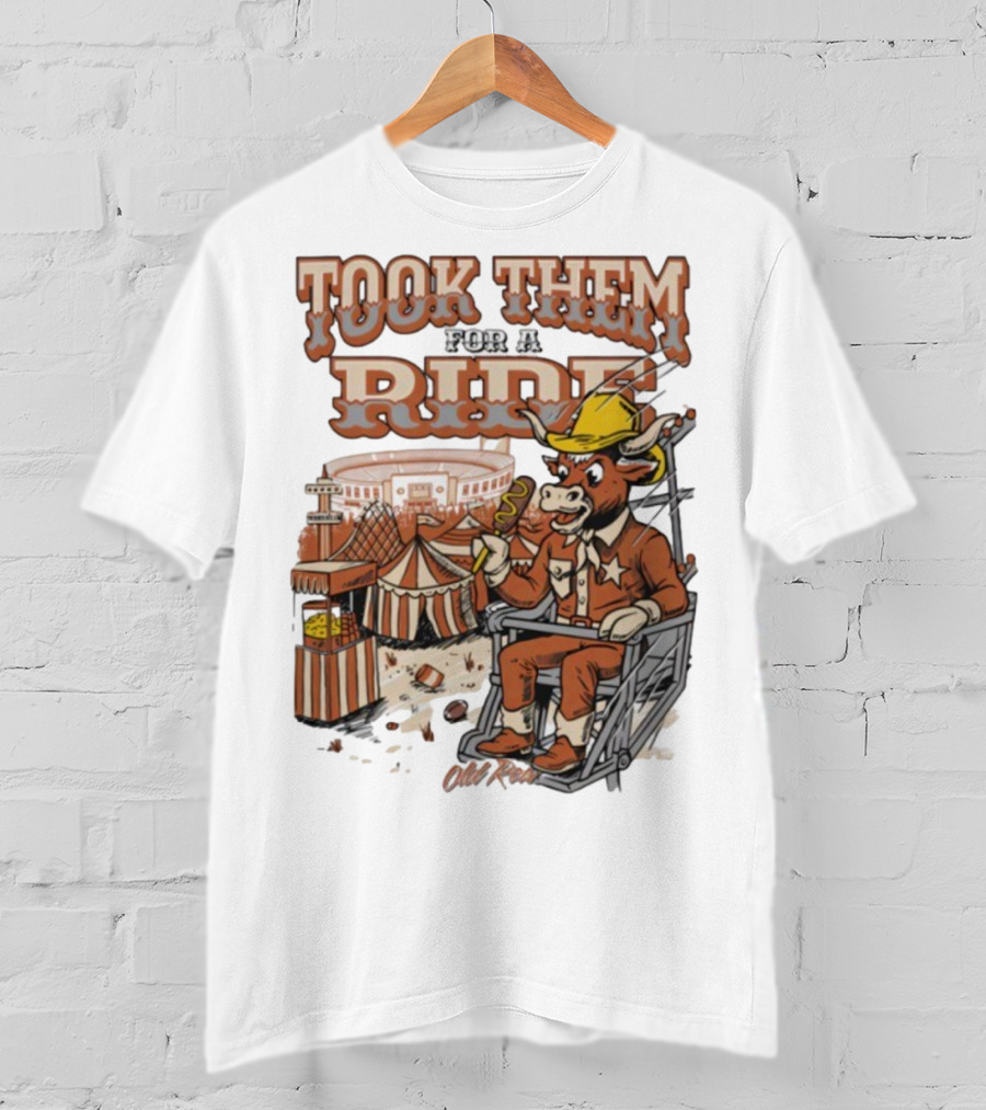 Texas Longhorns Took Them For A Ride Comic Mascot And Carnival Scene T-Shirt