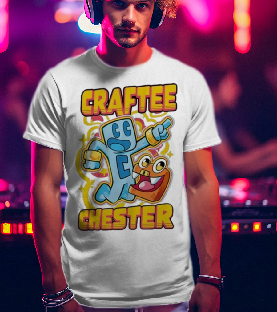 Craftee Chester Cartoon Characters Adventure T-Shirt