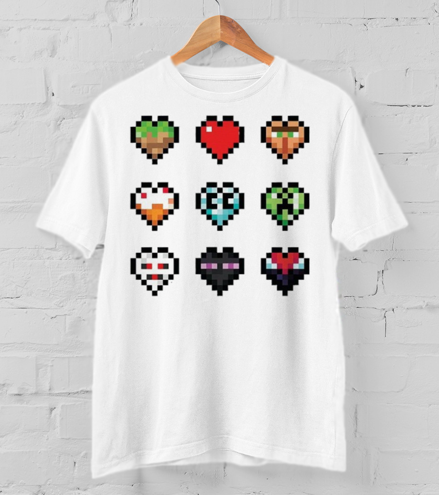 Pixelated Craftee’s Hearts Icons Collection T-Shirt