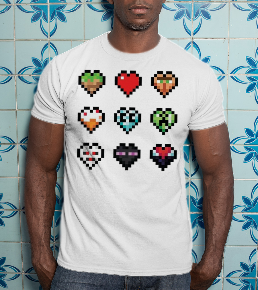 Pixelated Craftee’s Hearts Icons Collection T-Shirt