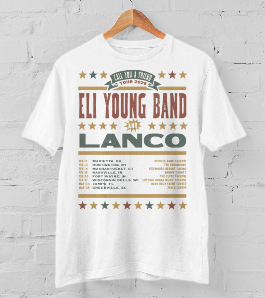 Eli Young Band Tour 2026 Lanco With Special Guest Locations T-Shirt