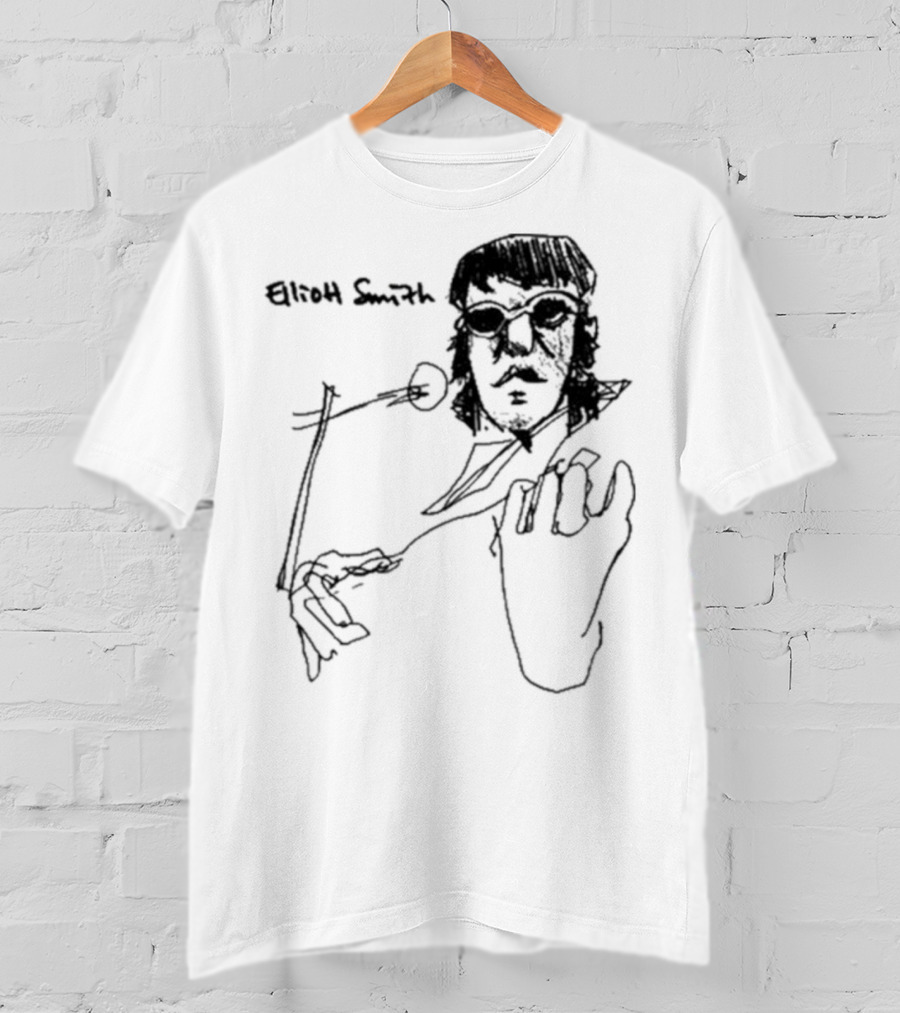 Elliott Smith Blue Fools Hand-Drawn Microphone Sketch T-Shirt