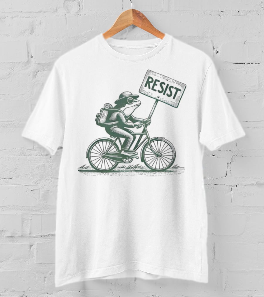 Frog On Bike Resist Portland Protest Vintage Graphic T-Shirt