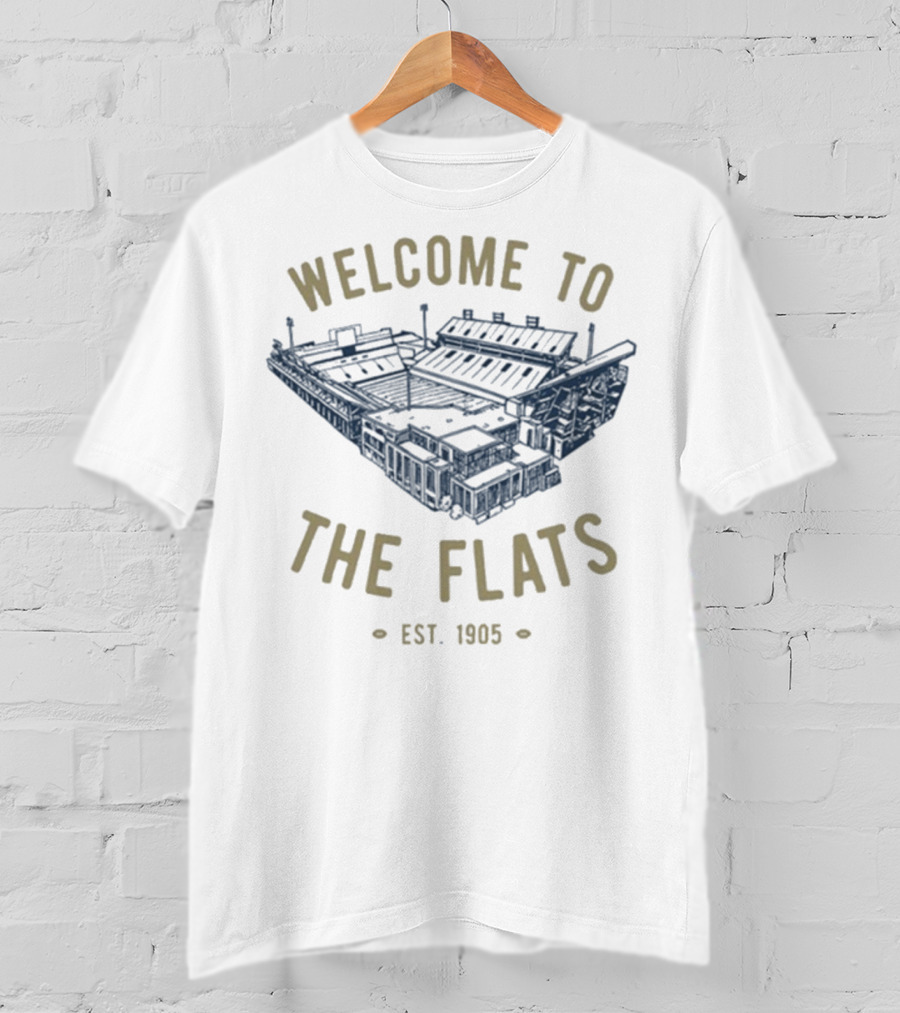 Georgia Tech Yellow Jackets Welcome To The Flats Est 1905 Stadium Blueprint T-Shirt