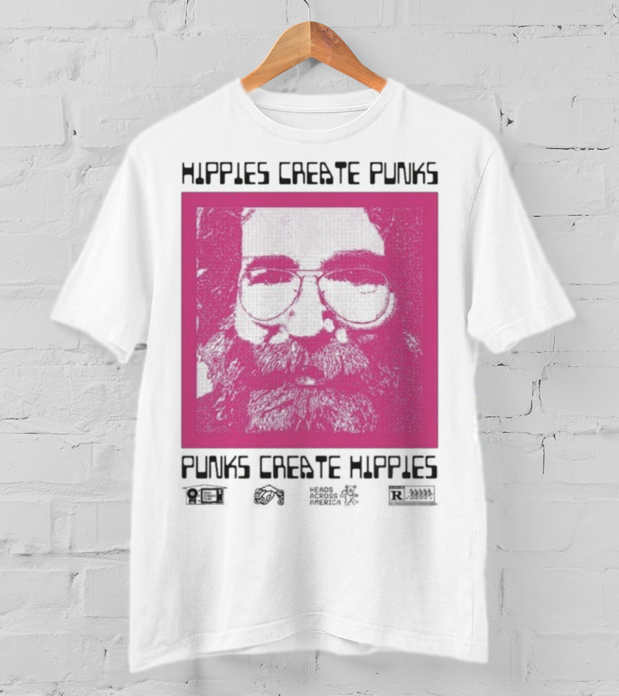 Hippies Create Punks Punks Create Hippies Heads Iconic Beard Glare T-Shirt