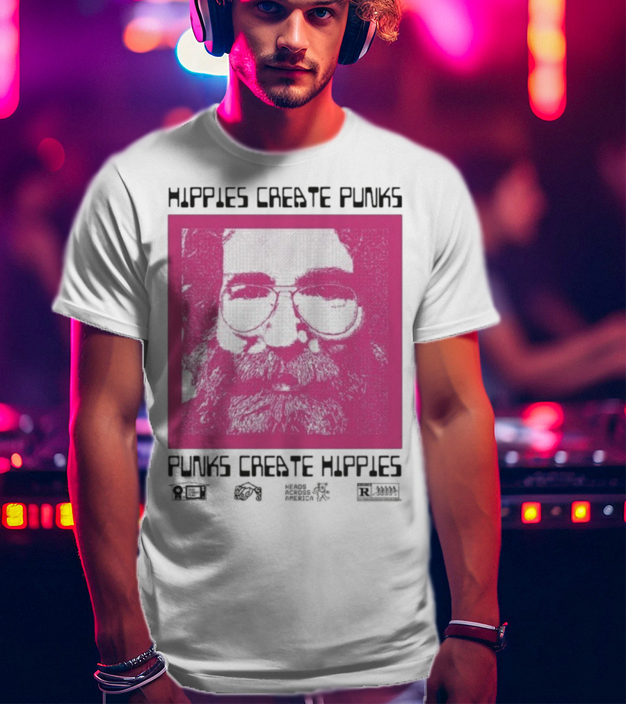 Hippies Create Punks Punks Create Hippies Heads Iconic Beard Glare T-Shirt