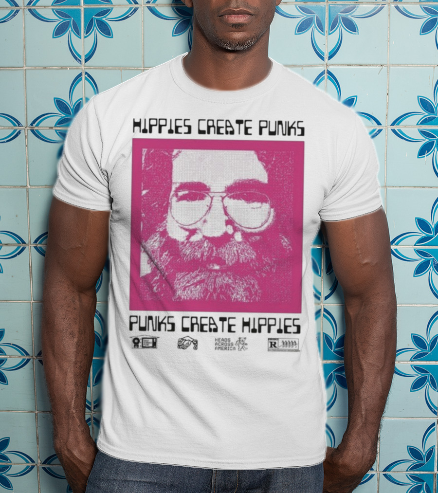 Hippies Create Punks Punks Create Hippies Heads Iconic Beard Glare T-Shirt
