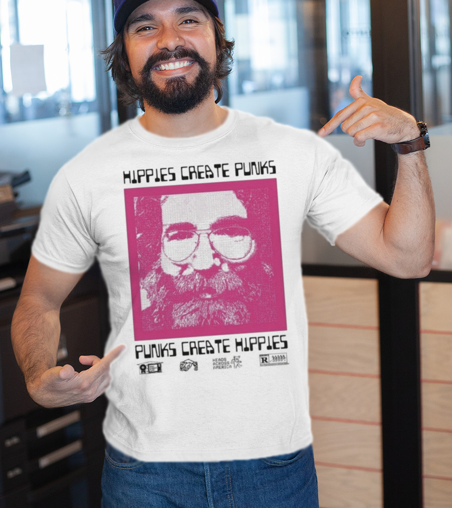 Hippies Create Punks Punks Create Hippies Heads Iconic Beard Glare T-Shirt