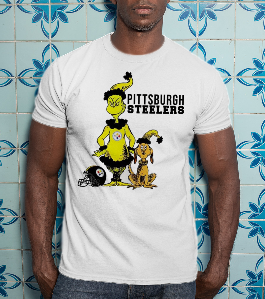 Grinch Max Pittsburgh Steelers Football Christmas Collaboration T-Shirt