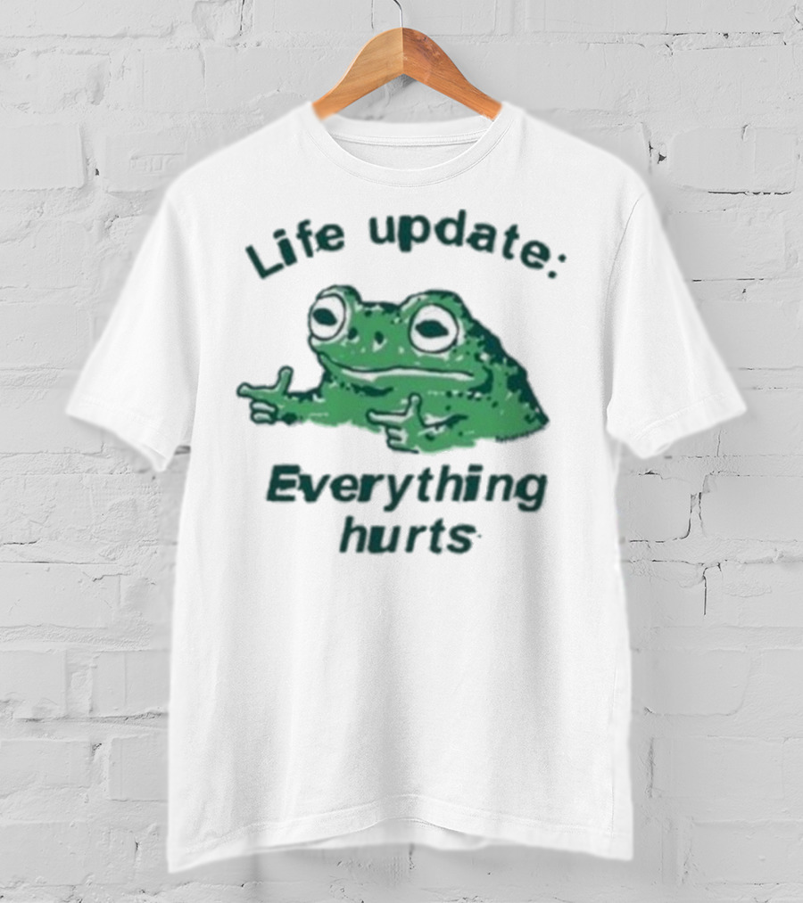 Life Update Everything Hurts Frog Expression Meme T-Shirt