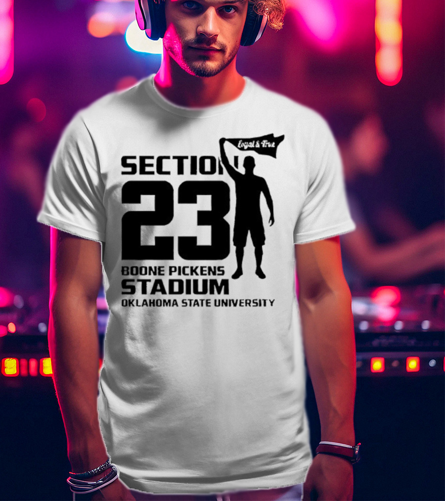 Section 23 Boone Pickens Stadium Oklahoma State University Pistol Pete T-Shirt