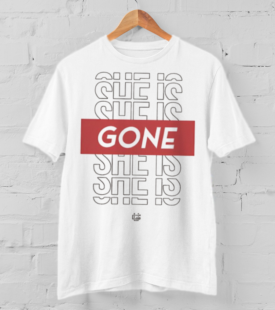 She Is Gone Bold Statement Red Highlight Repeat T-Shirt