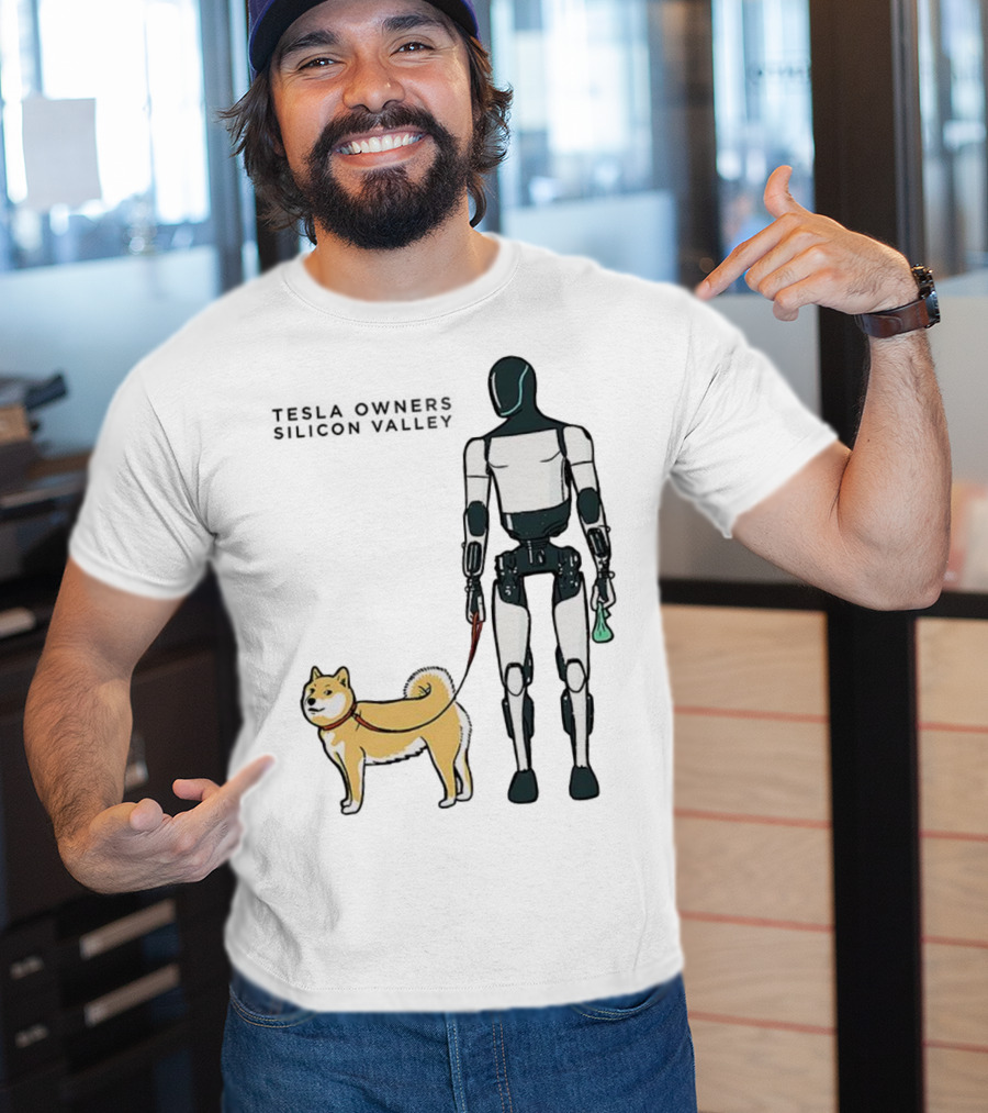 Tesla Owners Silicon Valley Optimus Robot Walking Doge Dog T-Shirt