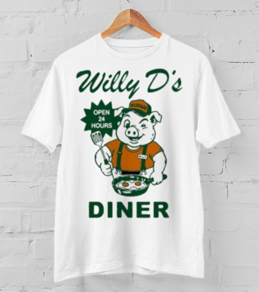 Wilderado Willy D's Diner Open 24 Hours Pig Cooking Eggs T-Shirt