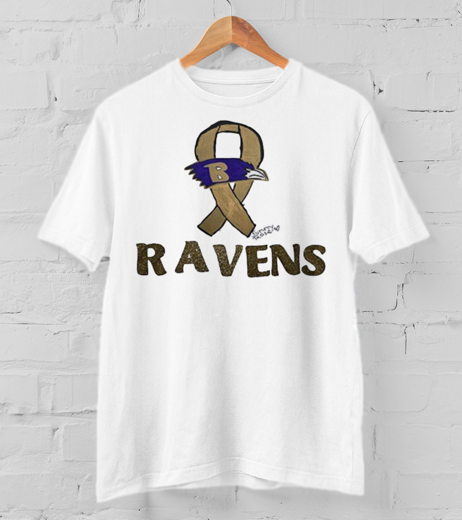 Baltimore Ravens Crucial Catch Breast Cancer Awareness 2025 Ravens Ribbon Logo T-Shirt