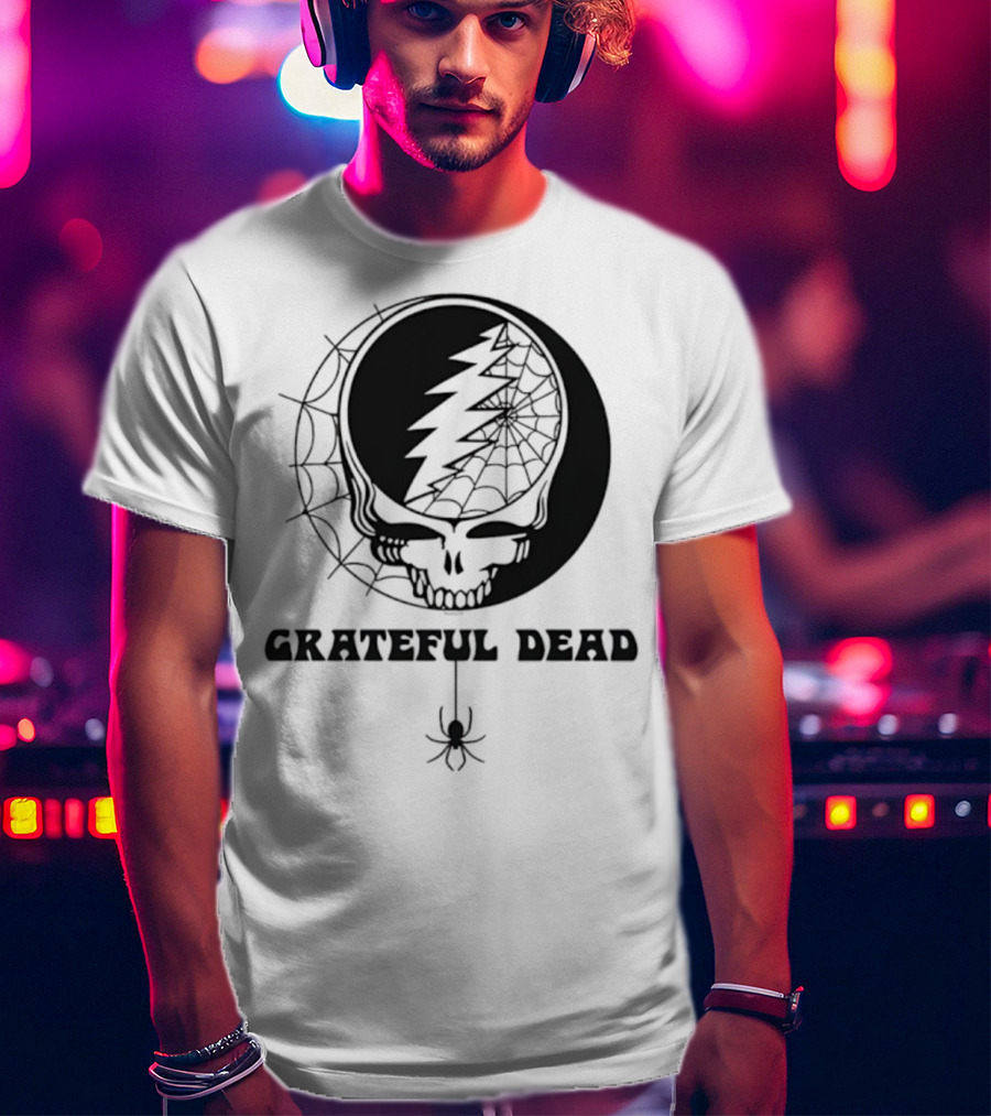 Grateful Dead Steal Your Face Spiderweb Skull Halloween T-Shirt