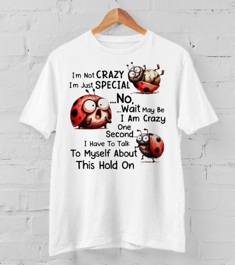 I'm Not Crazy I'm Just Special No Wait May Be I Am Crazy One Second I Have To Talk To Myself About This Hold On Ladybug T-Shirt