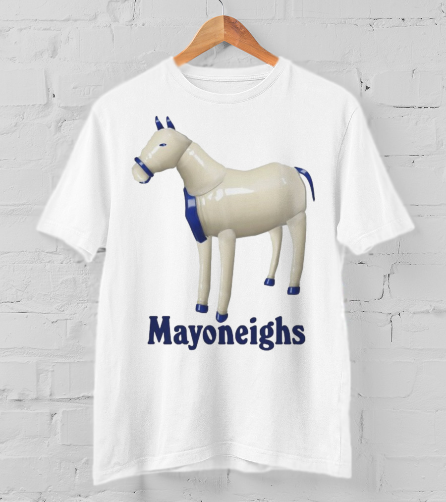 Mayoneighs Horse Creamy Figurine Blue Accents T-Shirt