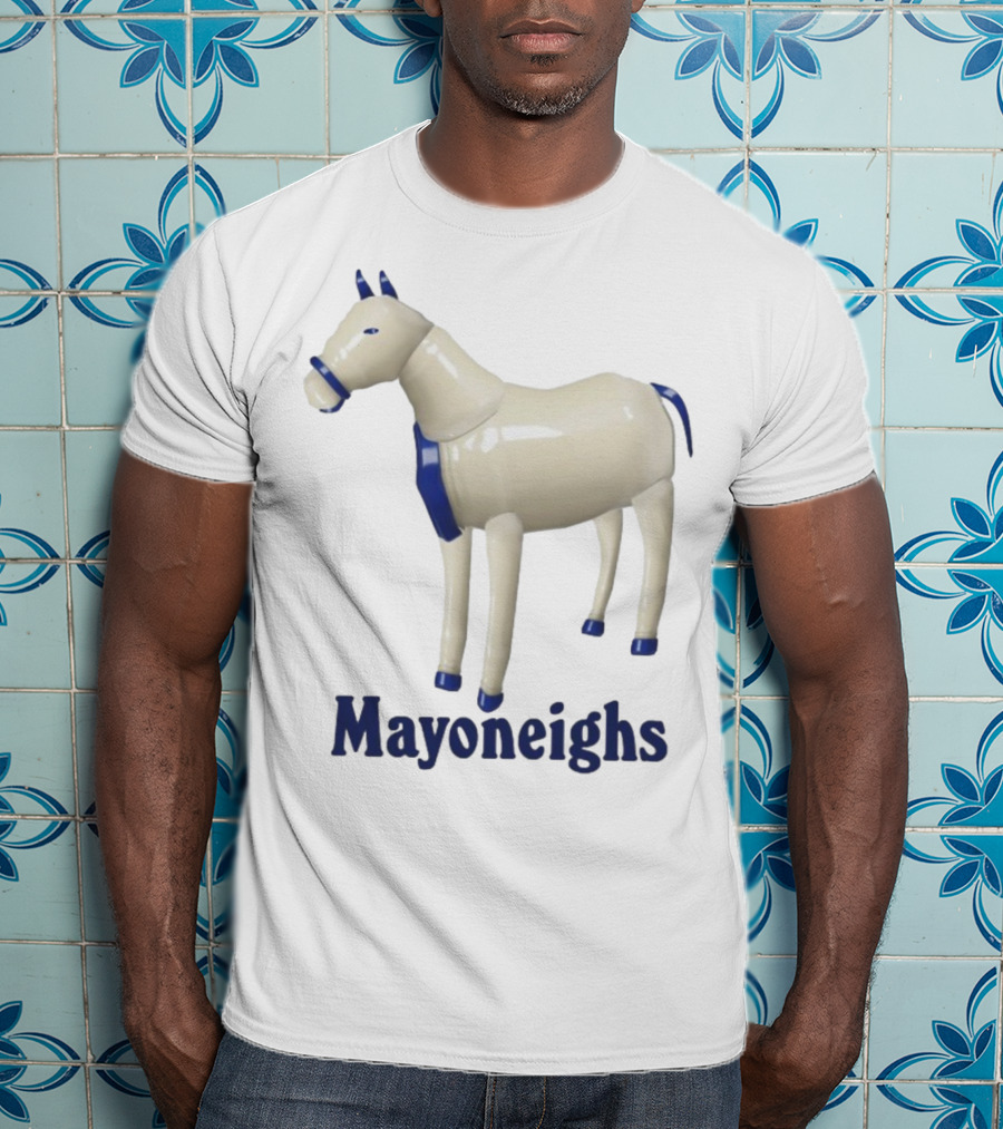 Mayoneighs Horse Creamy Figurine Blue Accents T-Shirt