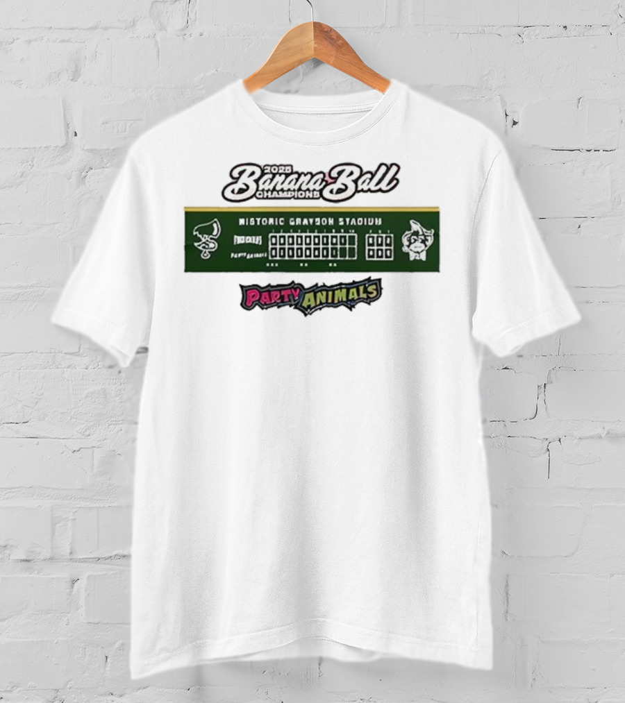 2025 Banana Ball Champions Historic Grayson Stadium Party Animals T-Shirt
