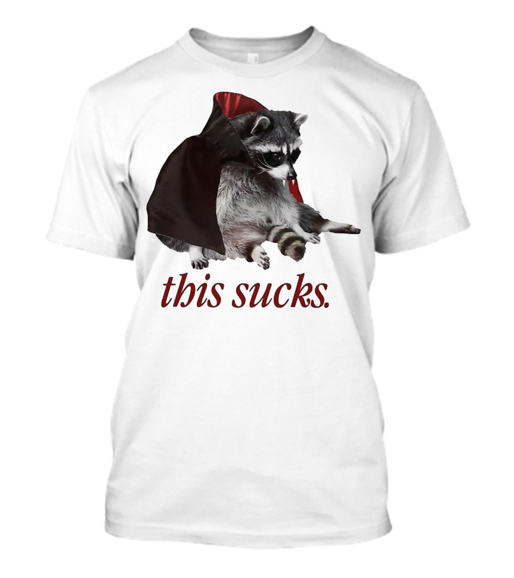 Raccoon Vampire Cape This Sucks Halloween T-Shirt