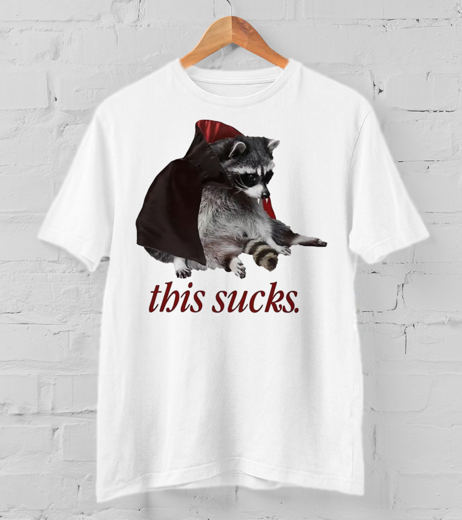 Raccoon Vampire Cape This Sucks Halloween T-Shirt