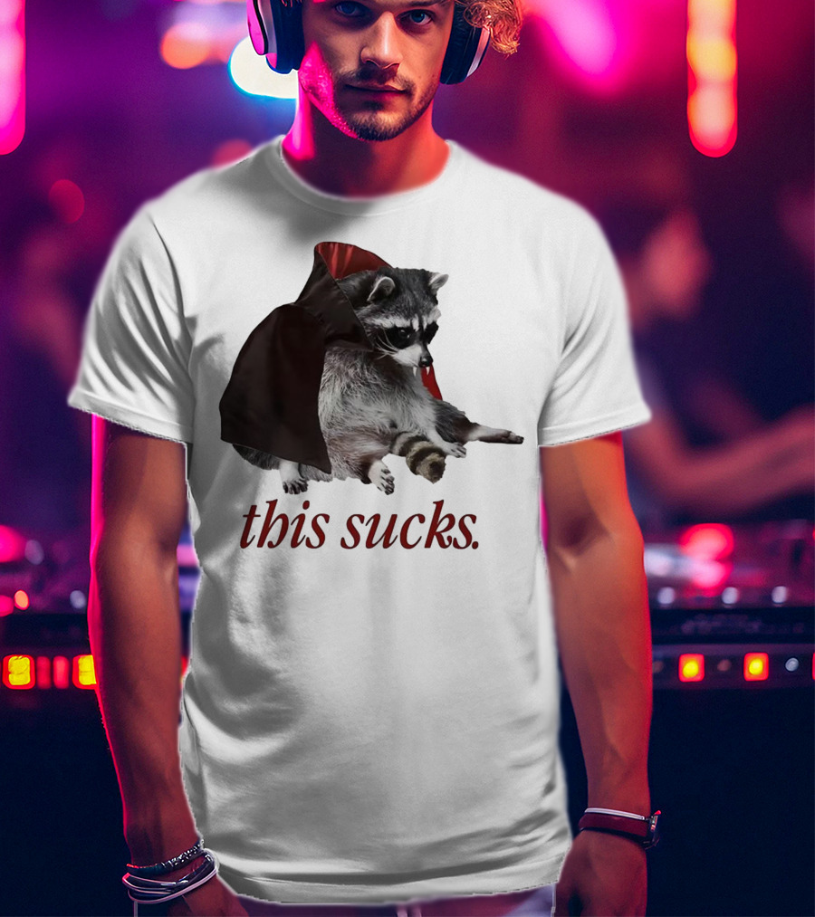 Raccoon Vampire Cape This Sucks Halloween T-Shirt