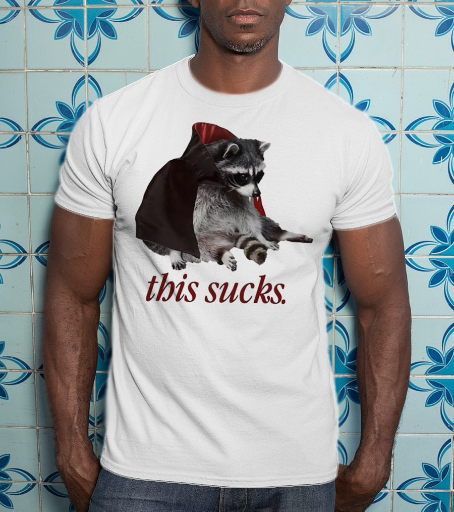 Raccoon Vampire Cape This Sucks Halloween T-Shirt
