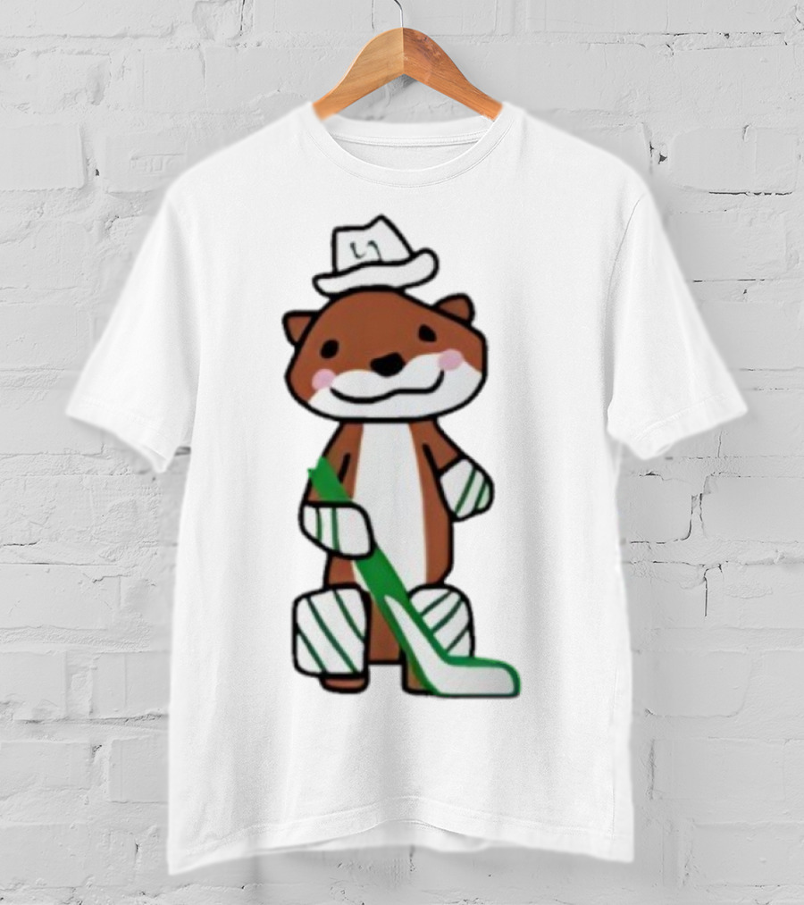 Thomas Harley Otter Hockey Player With Hat And Stick T-Shirt