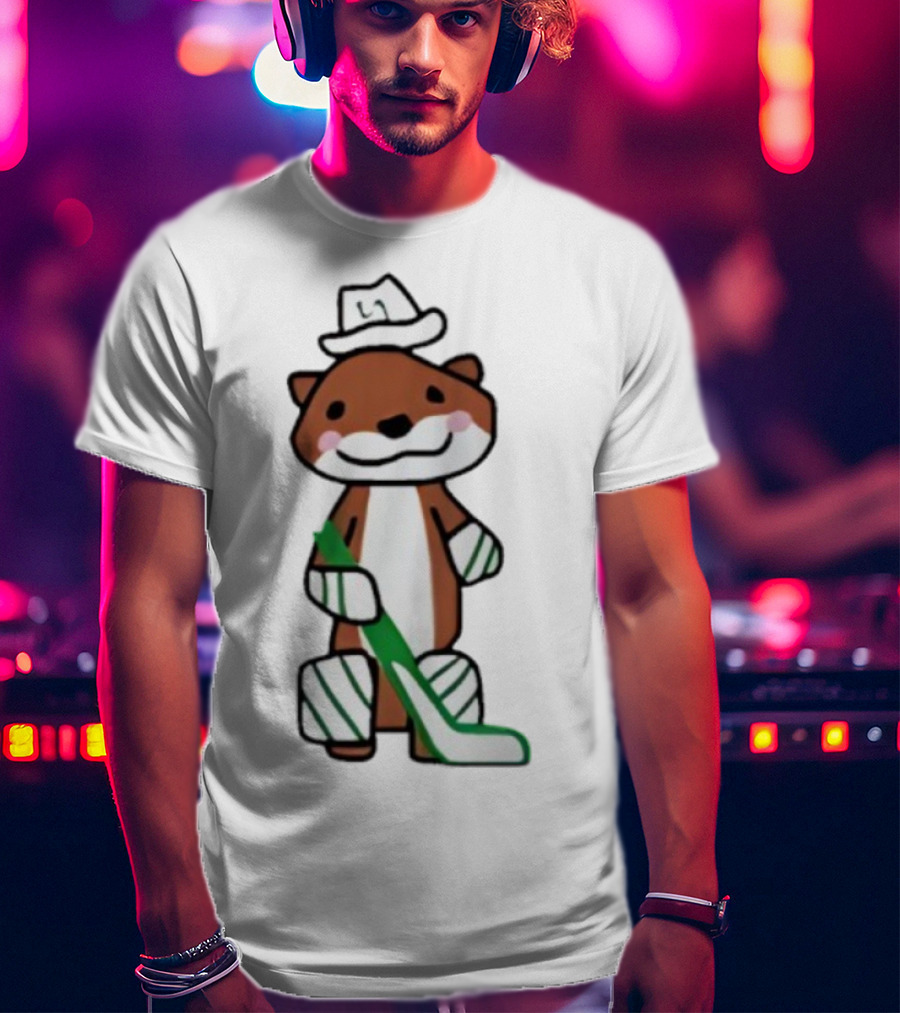 Thomas Harley Otter Hockey Player With Hat And Stick T-Shirt