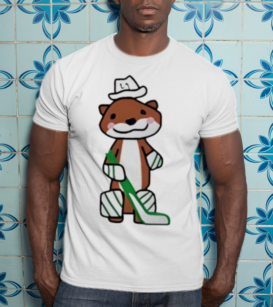 Thomas Harley Otter Hockey Player With Hat And Stick T-Shirt