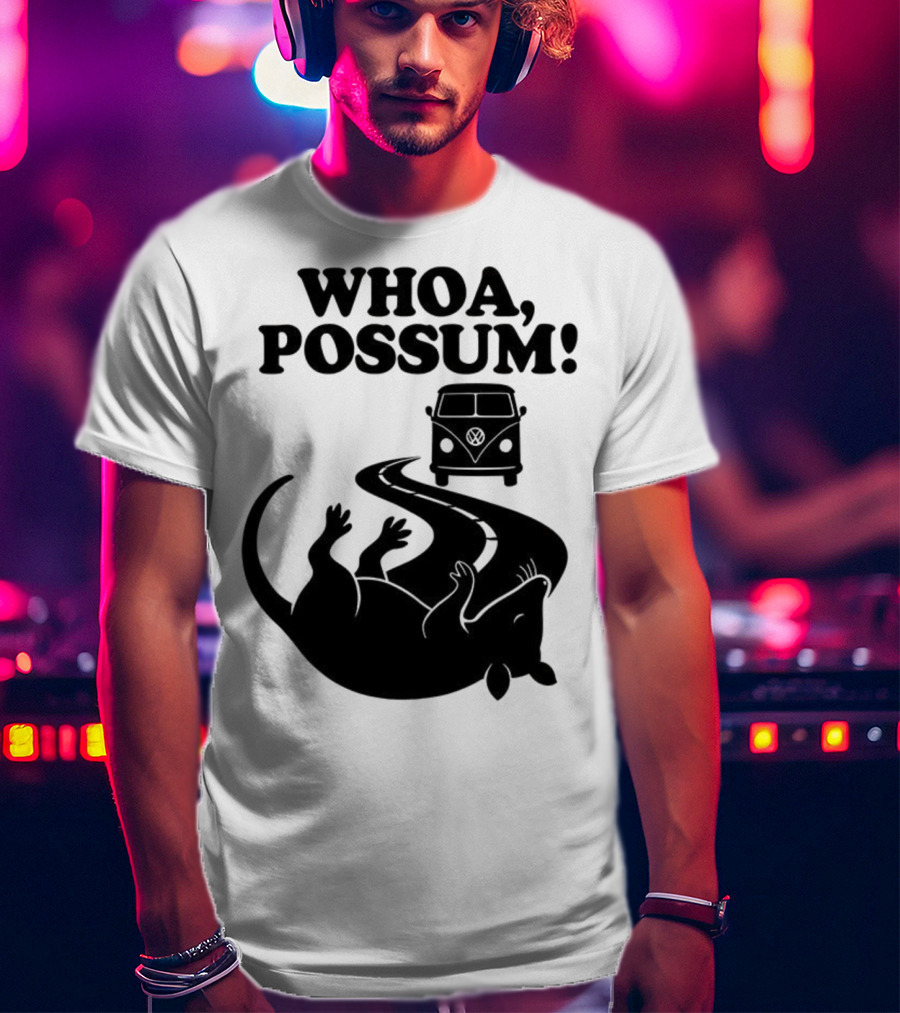 Whoa Possum Vintage Van Opossum Road Trip T-Shirt