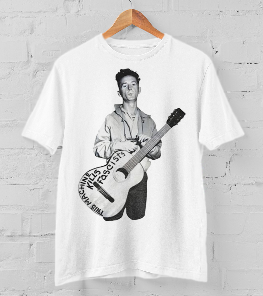 Woody Guthrie This Machine Kills Fascists Anti-Fascist Vintage Guitar Message T-Shirt