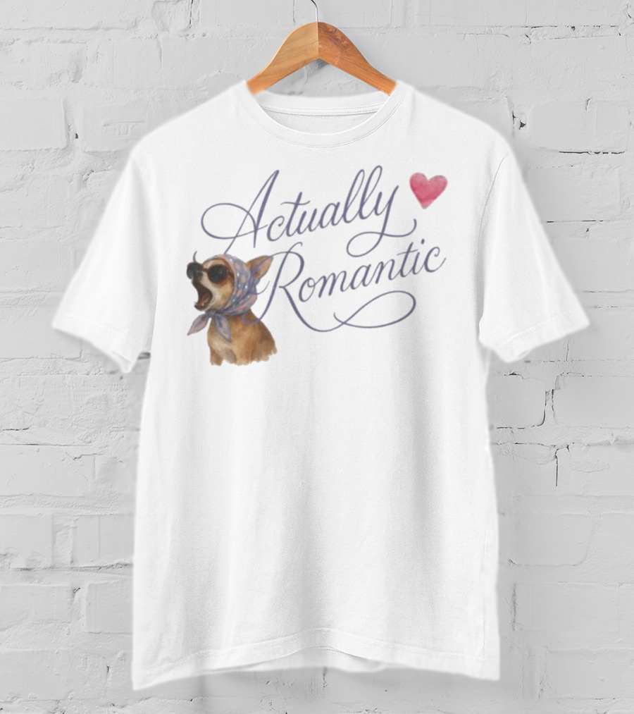 Actually Romantic Dog Sunglasses Heart Scarf T-Shirt