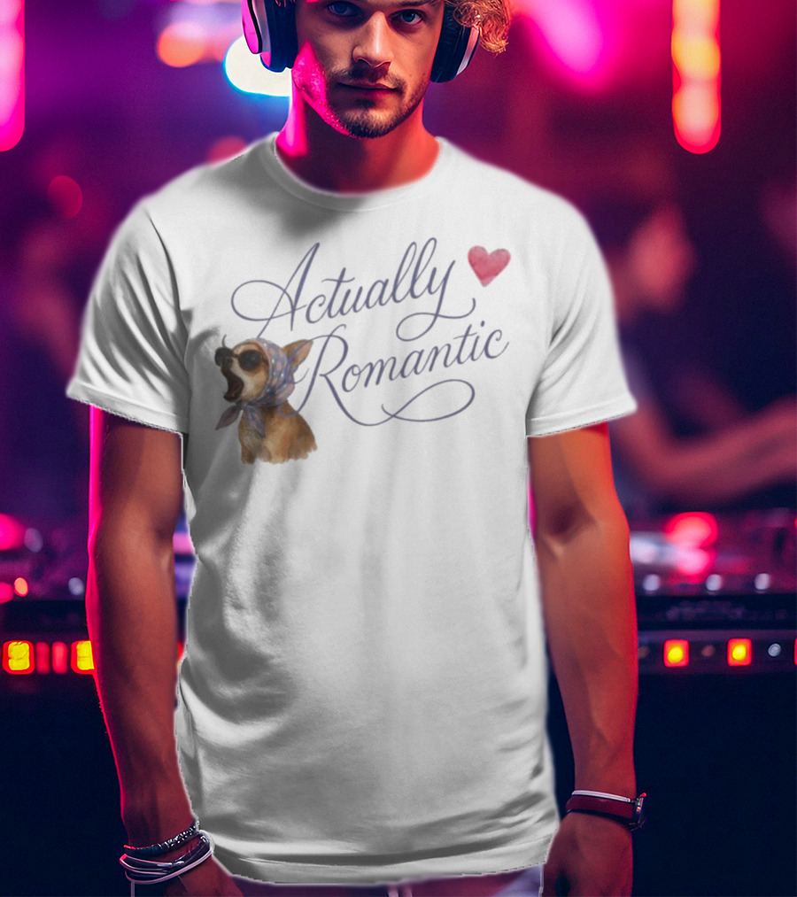 Actually Romantic Dog Sunglasses Heart Scarf T-Shirt