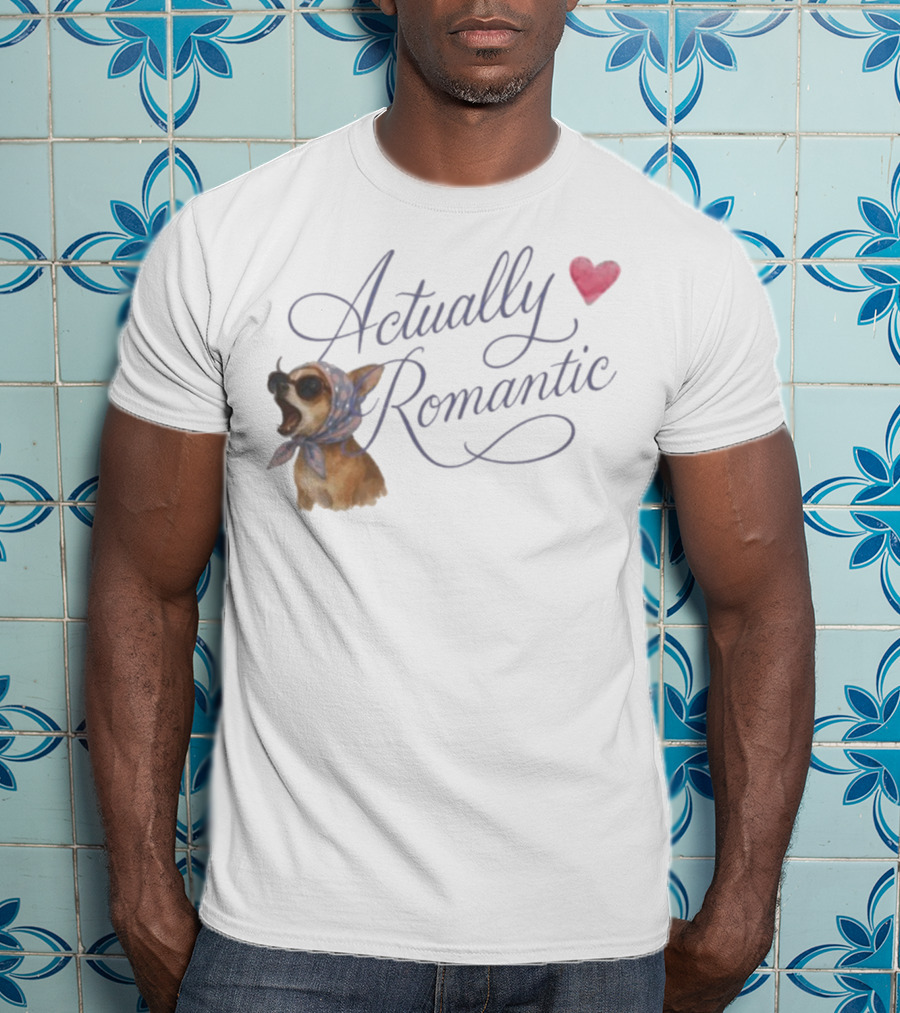 Actually Romantic Dog Sunglasses Heart Scarf T-Shirt